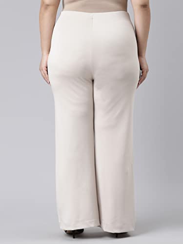 Image of GO COLORS Soft Cotton Stretch Flared Pant Full Length for Women| Breathable, High Rise