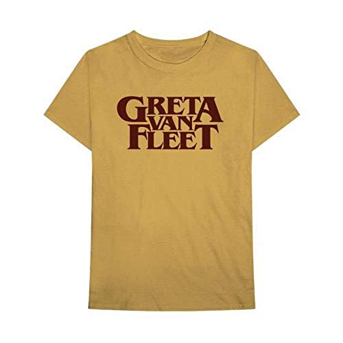 T-shirt Greta Van Fleet homme jaune logo rock qui ne décolore pas
