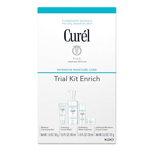 Curel Japanese Skin Care Travel Size Toiletries, for Dry, Sensitive Skin, Travel Size Face Wash, Lotion, & Makeup Remover