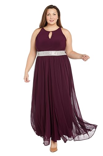 Image of Halter Maxi Dress W /Rhinestone Waist & Flowing Car Wash Skirt