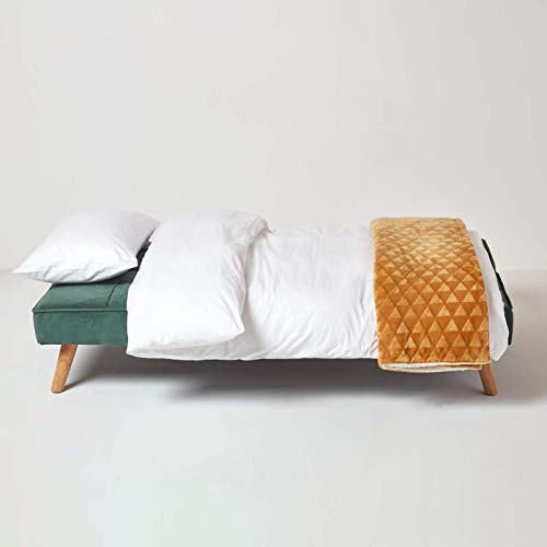 HOMESCAPES Velvet Sofa Bed 3 Seater Sofa Click Clack Bed Sleeper Retro Range 'Bower' Bed Settee on Wooden Legs for Study Guest and Living Room - Image 7