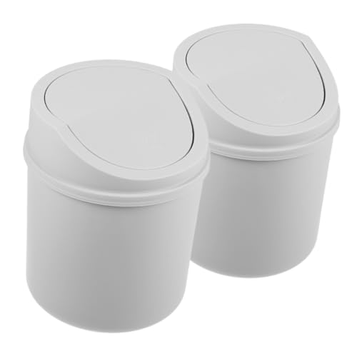 Outanaya Desk Waste Bin Lidded Small Rubbish Bin 2 Pack Miniature Garbage Can for Home