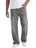 JMIERR Men's Jeans Baggy Stretch Straight Leg Regular Fit Classic Basic Denim Jeans,Gray,L