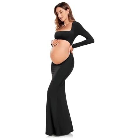 QIAIYALA Black Long Sleeve Maternity Dress Cover