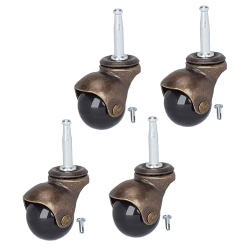 Roulettes pour chaise de bureau pivotantes lot de 4 en acier et PP vintage