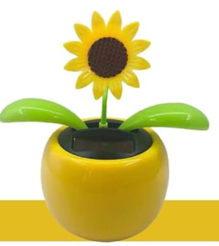 Yellow Solar Powered Dancing Flower, Plastic Solar Dancing Flowers Shaking Head Car Ornaments Solar Powered Car Toy for Car Office Desk Decoration