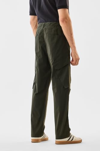 Image of SNITCH Men Cargo Pants | Relaxed Fit with Elastic Waistband & Drawstring | Durable Cotton Polyester Blend & Utility Pockets for Casual & Streetwear Styling