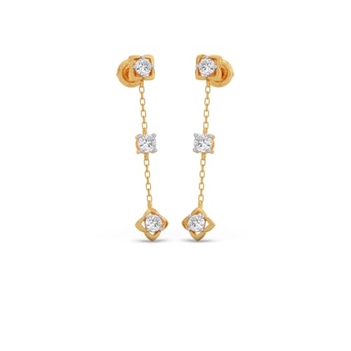 Image of Lab Grown Diamond 14K Yellow Gold Earrings for Women|BIS Hallmark|0.38ct Certified Diamond Set in Prong for Birthday, Anniversary