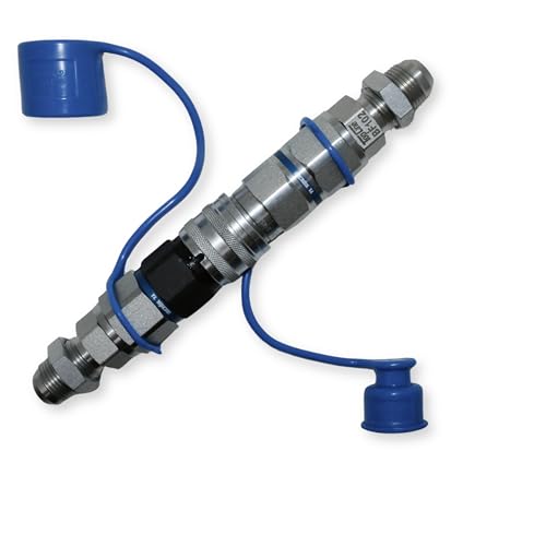 Image of #12 JIC Thread | 5 /8 inch Body High Flow Flat Face Hydraulic Quick Connect Coupler | Bulkhead Mount | Skid Steer Bobcat Attachment | ISO 16028 | Coupling Set with Dust Caps | Model TL28