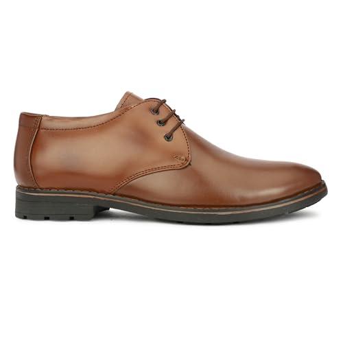 Image of Leatherful Formal Lace-up Derby Shoes for Men | Full Grain Leather | TPR Sole & Nappa Lining | Office, Party, All Occassion | Genuine Leather | Smart Casual - YKDB020BL1S-06