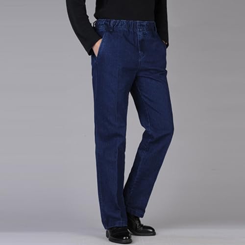 Mens Plus Size Elastic Waist Jeans Comfy and Classic Loose Fit Work Pants for Casual Wear,Relaxed and Comfortable Style2