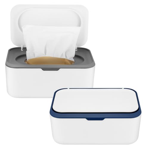 2 Piezas Caja de Toallitas Húmedas, Caja de Papel Higiénico Húmedo para Bebés, Caja de Servilletas para Niños, Caja Dispensador de Toallitas