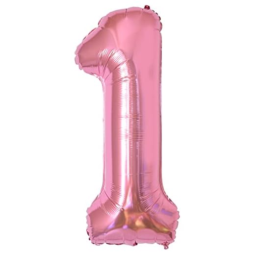 Globo de cumpleaños de 1 año | Globo de papel de aluminio XXL gigante rosa en 40 pulgadas - 101 cm Decoración de cumpleaños - Globo Decoración para cumpleaños - vuela con helio