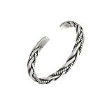 JOINPAYA Pulsera de Plata de Ley 925 Trenzada Abierta Estilo Retro Unisex Pulsera de Aniversario Hecha a Mano Joyería de Muñeca Versátil para Uso Diario y Ocasiones Obsequios