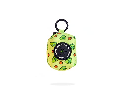 Dukier - Dispensador de Bolsas para Excrementos Perro, Portabolsas de Tela, Accesorio Animales, con Mosquetón, Diseño Avocado