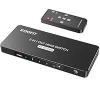HDMI Switch 4K, HDMI Splitter 5 In 1 Out mit IR-Fernbedienung, Umschalter 5 Port Selector Box Unterstützt HDCP 2.2 HDR10 3D 18Gbps 4K 3D HDR für TV Stick HDTV Xbox