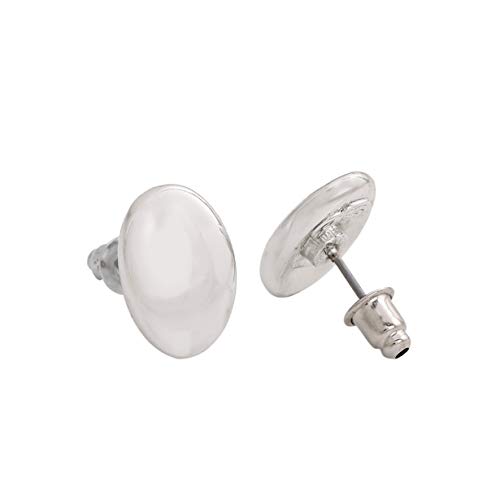 Non Precious Metal Rhodium Smooth Stud Earrings