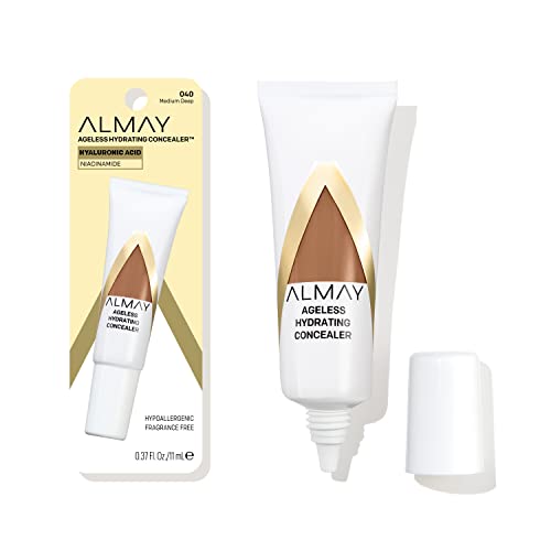 Almay Anti-Aging Concealer, Face Makeup with Hyaluronic Acid, Niacinamide, Vitamin C & E, Hypoallergenic, -Fragrance Free, 040 Medium Deep, 0.37 Fl Oz (Pack of 1)