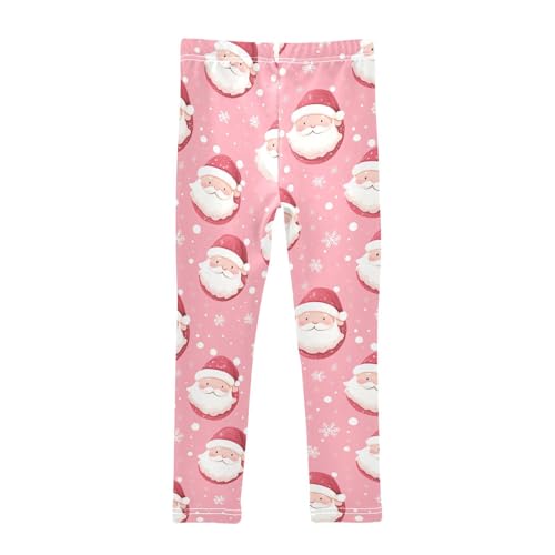 Pink Santa Claus Girls Leggings,Workout Leggings for Girls Toddler Athletic Legging Size for 3-10T2