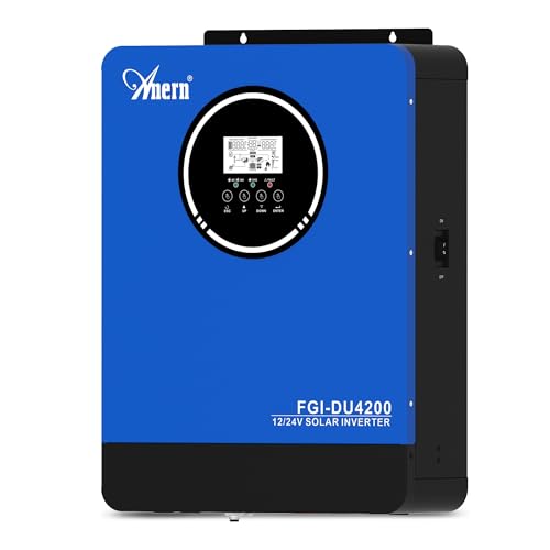 Anern 4200W Hybrid Solar Wechselrichter 12/24Vdc automatische Erkennung auf 220V/230acC mit Solarregler 100A Und BMS-Schutzsystem, PV 55~500 V, Betrieb mit 12/24V Batterien