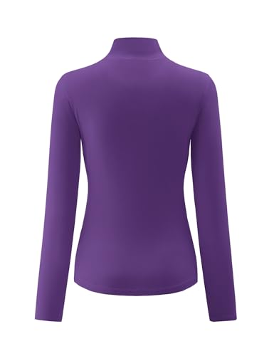 Image of Kindcall Womens Slim Fitted Mock Turtleneck Tops Long Sleeve Lightweight Base Layer Shirts
