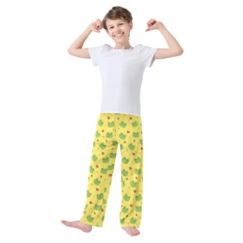 ZZXXB Frog Strawberry Boys Long Pants Soft Trousers Elastic Waist Kids Lounge Bottoms with Pockets S-XL2
