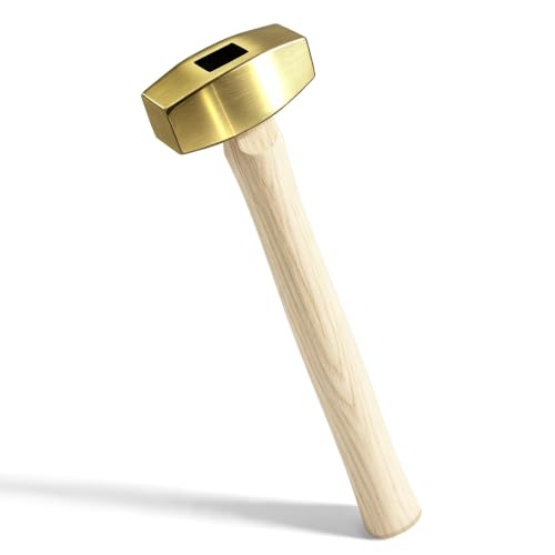 C&T 1 Pound Solid Brass Hammer, Hickory Wood Handle
