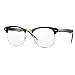 Fake Nerd Glasses Semi-Rimless Frame Horn Rimmed Clear Lens Eyewear (Black/Gold, 51)