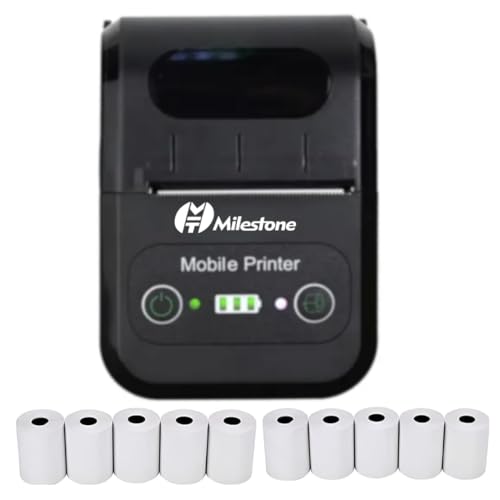 Image of Milestone MPT-II 58mm Thermal Printer Bluetooth POS Android 2 Inch Receipt Bill Printing Machine for Shop Restaurant Swiggy Zomato KOT Mall Mini Market with 10pcs Thermal Roll