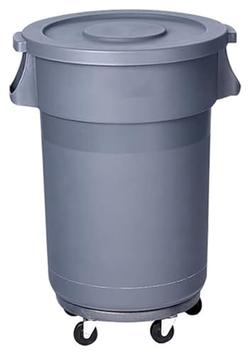 Poubelle ronde 80 L avec roulettes pour faciliter le nettoyage de la maison familiale