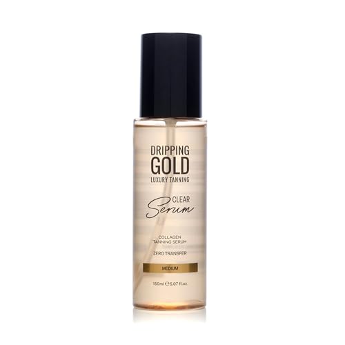 Dripping Gold Luxury Tanning Clear Serum Medium | Transfer-Free, Hydrating & Gradual Self Tan | With Hyaluronic Acid & Tripeptide | 150ml