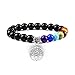 7 Chakra Tree of Life Bransoletka Kamień Naturalny Reiki Healing Energy Bead Bransoletka Damskie Mężczyźni Joga Bransoletka Medytacja Biżuteria Prezent (Metal Color : Obsidian Silver)