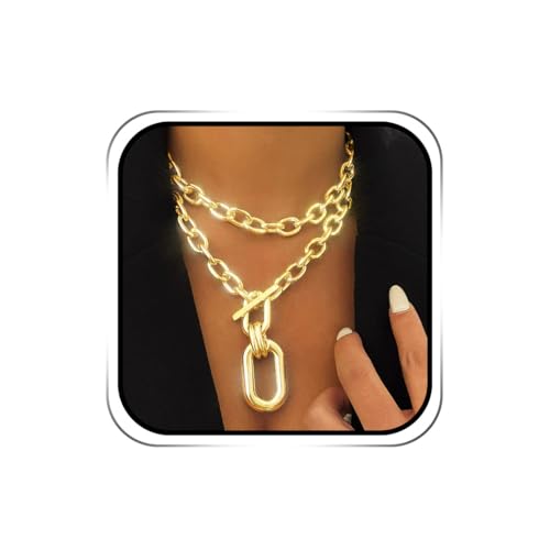 Jovono Chunky Choker Necklaces Thick Layered Necklace Chain Punk Accessories for Women