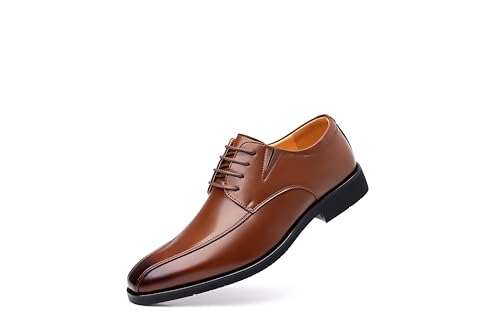 Men's Classic Derby Oxford Dress Shoes, Leather Lace-up (Brown, Adult, Men, 9, Digital, US Shoe System, M (Medium))