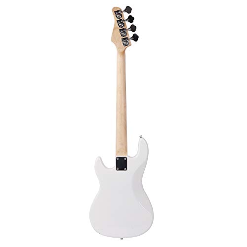 Kcelarec Electric Bass Guitar Full Size 4 String 46 Inch Bass (White) #TOP4
