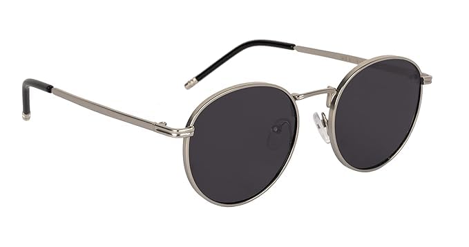 Gypsy UV Protected Round Unisex Sunglasses (Silver & Black)-image-25