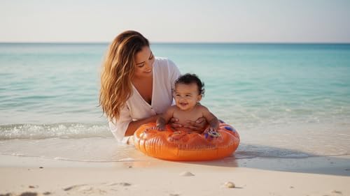Image of Kids Inflatable Cartoon Swim Ring with Seat - Pink Baby Pool Float (bubble-tube-80)