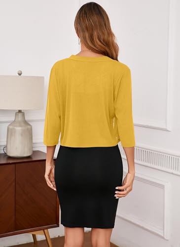 Image of Iandroiy Women's 3 /4 Sleeve Shrugs Lightweight Open Front Cropped Cardigan for Women