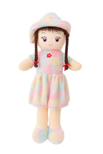 Image of Fun4you Soft Doll for Girls | Cute & Huggable Plush Stuffed Toy | Colorful Cartoon Doll with Hat & Dress Return Gift | Big Kids Soft Toy & Room Decor (Multicolor, 60 cm)