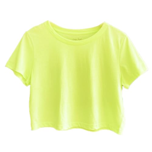 Image of Womens 100% Cotton Crop Tops Short Sleeve Crewneck Loose Fit Basic Tee Summer Casual Workout T-Shirt Fashion Clothes