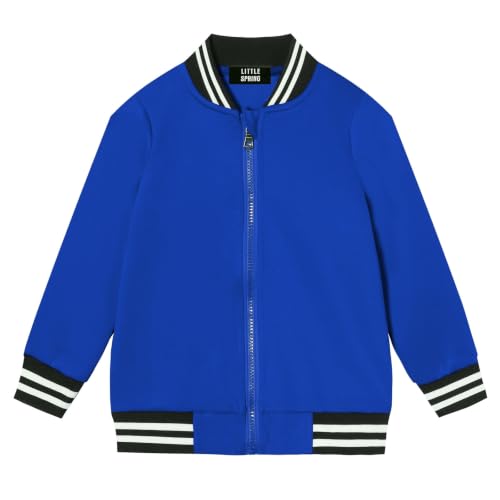 Image of LittleSpring Boys Girls Varsity Baseball Jacket Zip Up Bomber Jacket Thin 2-10Years