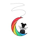 GANAZONO 月の上の犬アクリルウィンドウハンギング装飾品 ペットの思い出