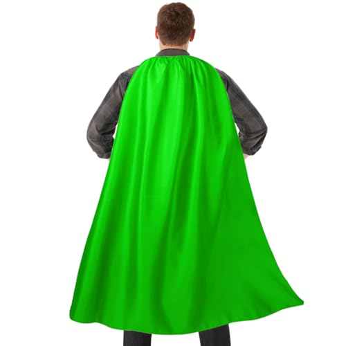Dajiahao Adult Superhero Cape and Mask for Man and Woman - Halloween Vampire Cloak Super hero Party Capes Superhero Costume(Fluorescent green-120cm)