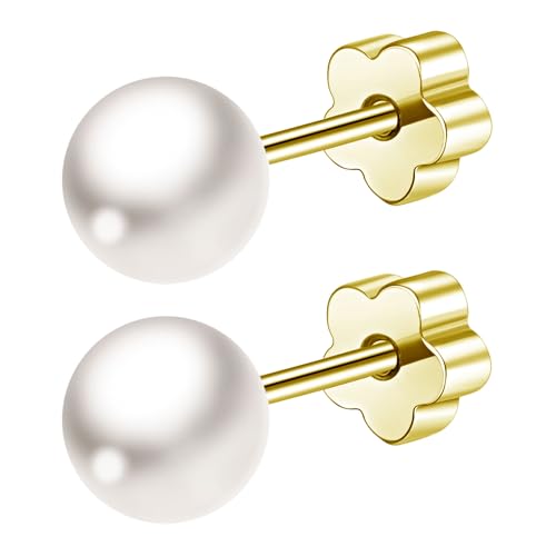 JUZICHEN Boucles d'Oreilles En Perles Pour Femme, Boucles d'Oreilles Perles En Acier Inoxydable Chirurgical Or/Argent, Hypoallergénique Bijoux Pour Femmes,...