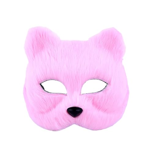 KELINFONG Fur Fox Halloween Mask, Therian Furry Faux Wolf Mask,Fluffy Animal Cosplay Mask for Carnival Women Adult Masquerade - image 1