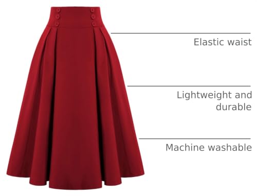 Image of Belle Poque Women's Midi Pleated A-Line Skirts Pockets