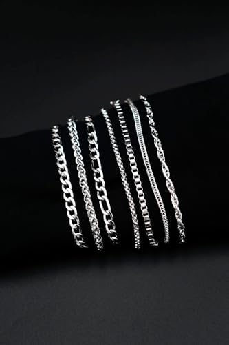 Trend Collection Spor Model 7'Li Gümüş Renk Klasik Tarz Erkek Bileklik Seti,Gri 20 - Görsel 2