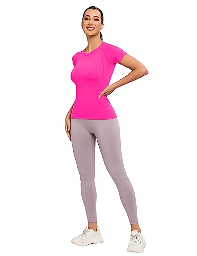 Image of MathCat Seamless Workout Tops for Women, Short Sleeve Compression Athletic Shirts Soft Yoga Gym Tops XS-XL