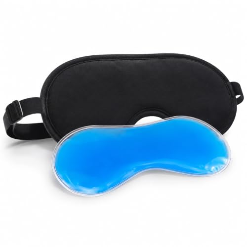 Image of Reusable Hot & Cold Gel Eye Mask with Soft Storage Pouch | Cooling & Warming Eye Compress | Flexible Gel Beads | Comfortable Eye Mask for Relaxation, Puffy Eyes, Daily Eye Care, Travel & Sleep