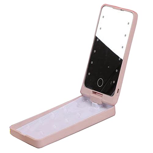 ROSPRETTY Espejo Maquillaje con Luz,Espejo de Maquillaje,Espejo de Tocador con Pantalla Táctil, Espejos para Tocador Iluminado Ajustable, Espejo de Maquillaje con 12 Luces LED,Rosa